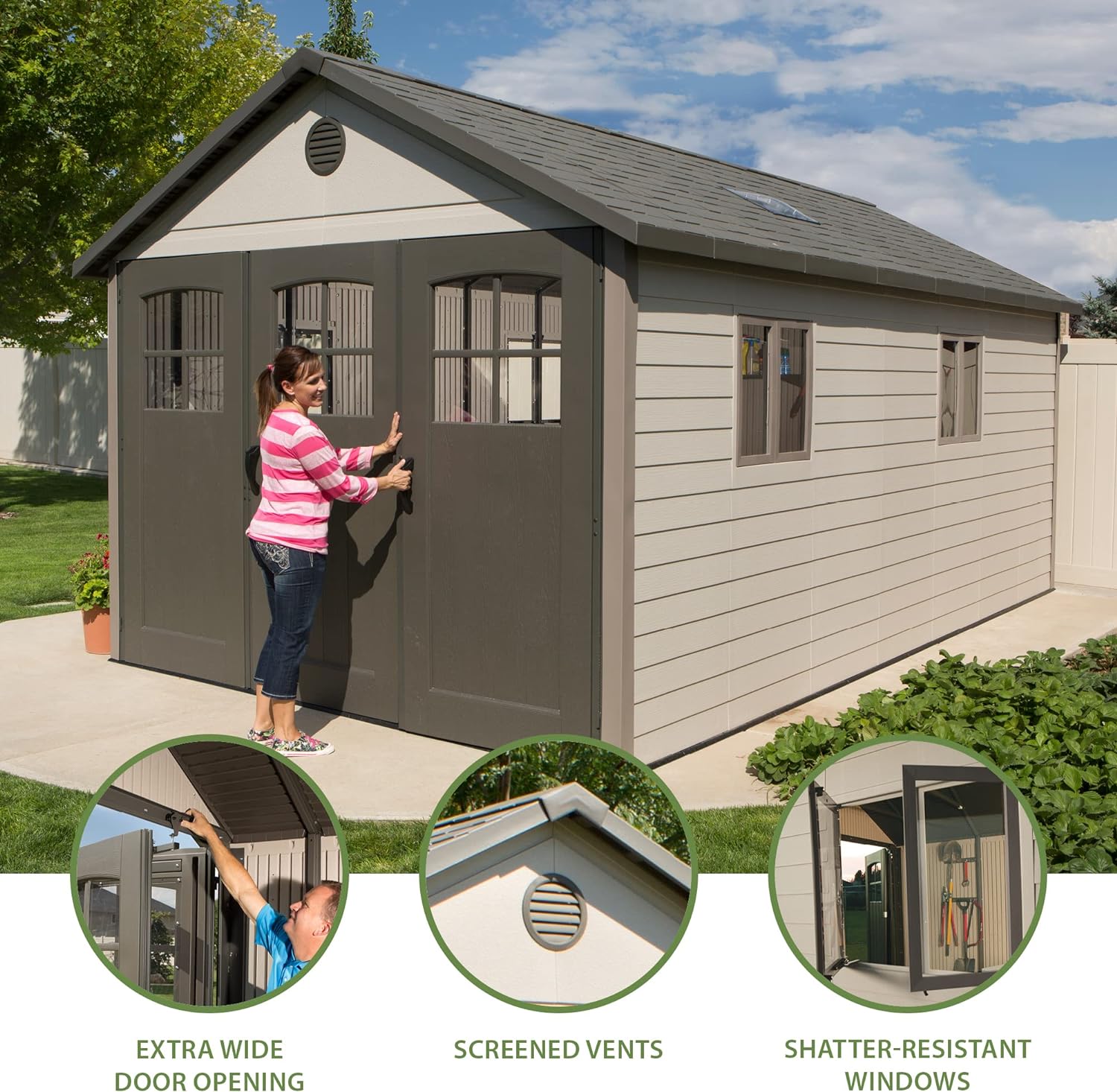 Lifetime 11 x 18.5 Ft. Outdoor Storage Shed. 11 x 18.5. Desert Sand