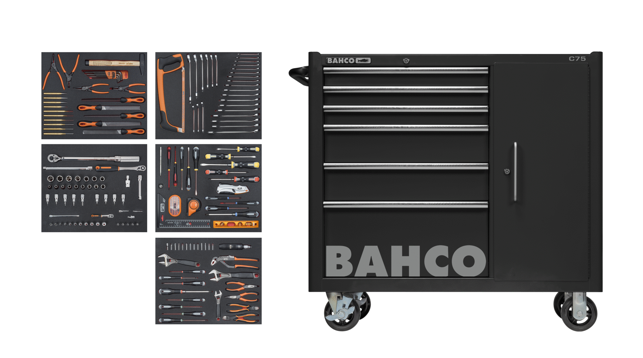 Tool Trolley General Purpose Tool Kit - 187 pcs  1475KXL6CBK-FF6
