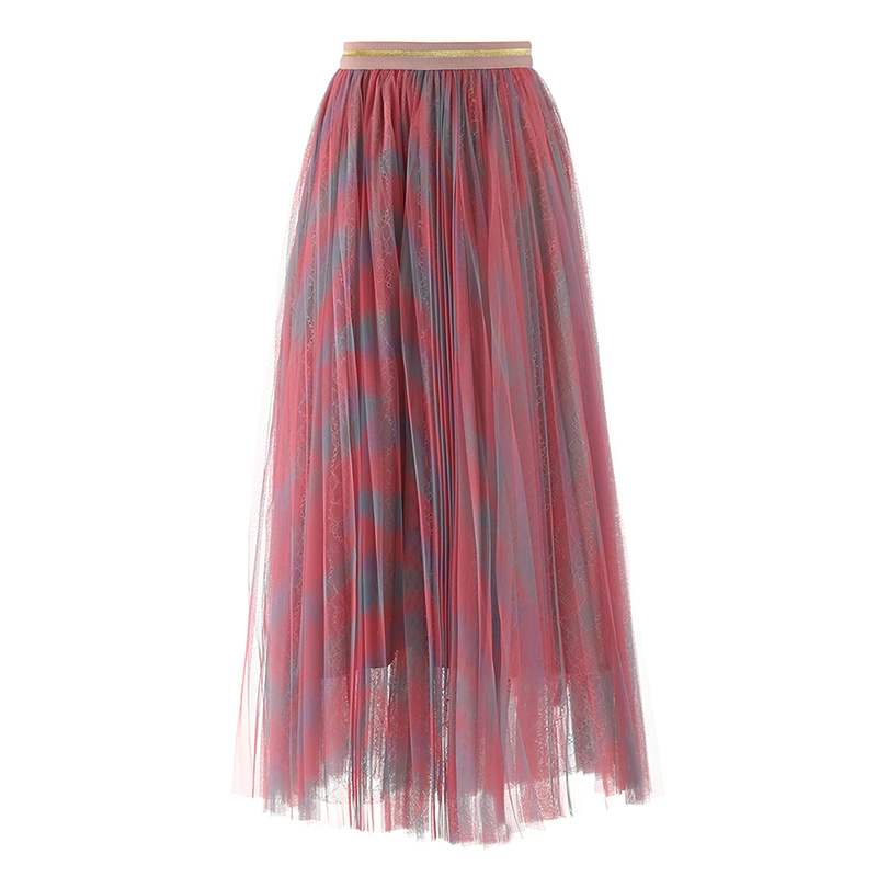 2024 A Line Hit Color Pleated High Waist Summer Midi Pencil Skirts For Women