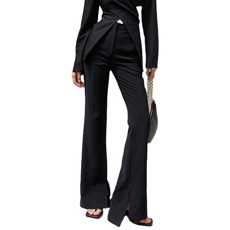 Spring New Style Split Calf Solid Color High Waist Slimming Women’s Pants Trousers