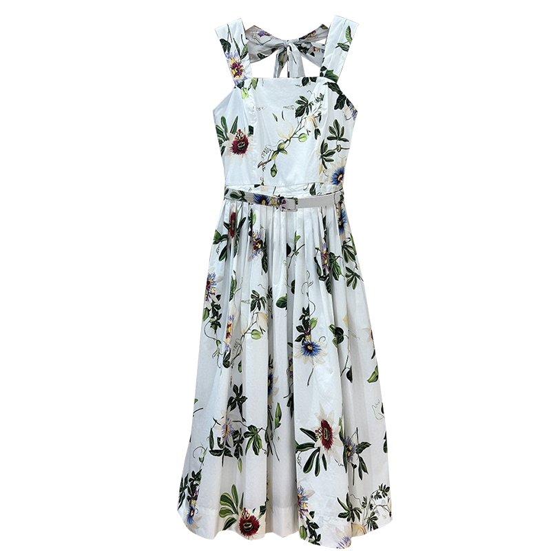 Square Collar Sleeveless High Waist Backless Hit Color Print Sexy Hot 2024 Vintage Dresses