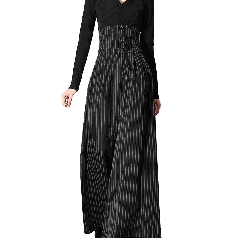 Stripe High Waist Women’s Pants Tunic High Waist Wide Leg Pants Female
