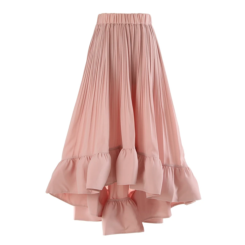 Summer High Waist A Line Elegant Solid Long Skirts For Women Vintage
