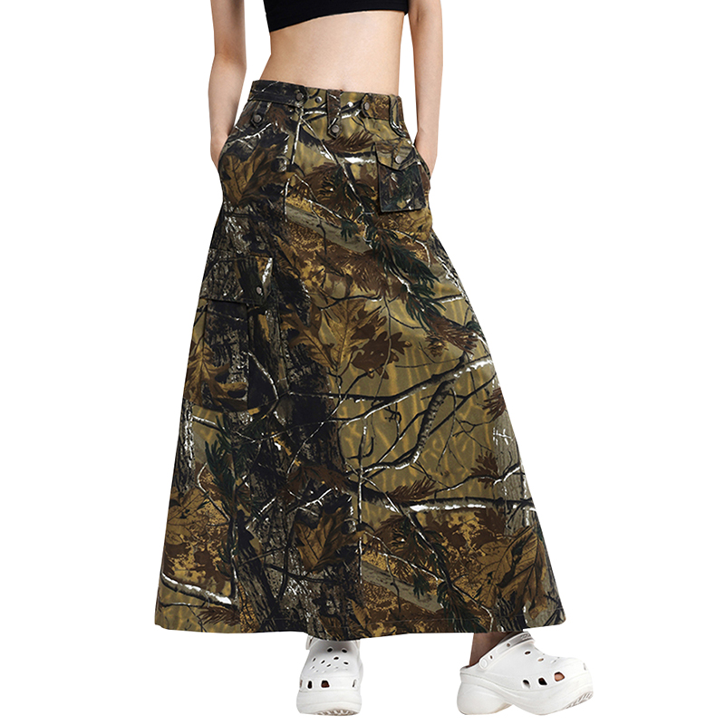 High Waist Patchwork Button A Line Solid Color Long Skirts For Women