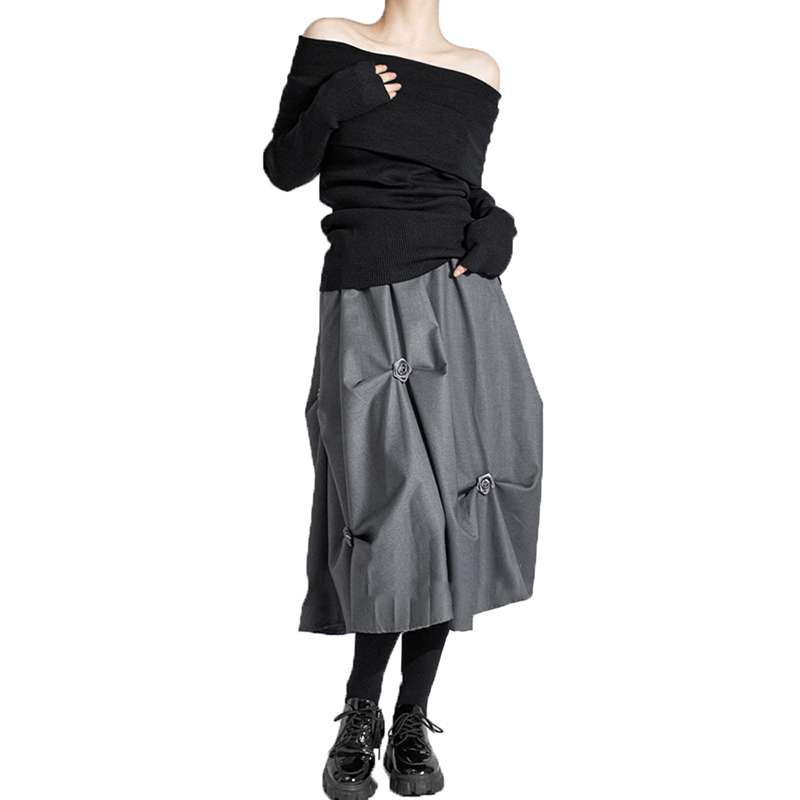 Fashion New Design Solid Color Highwaist Midi Elegant Skirts For Women