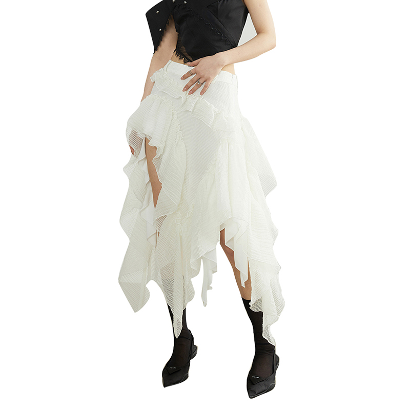 Summer Solid Color High Waist Folds Ladies Skirts For Women Vintage