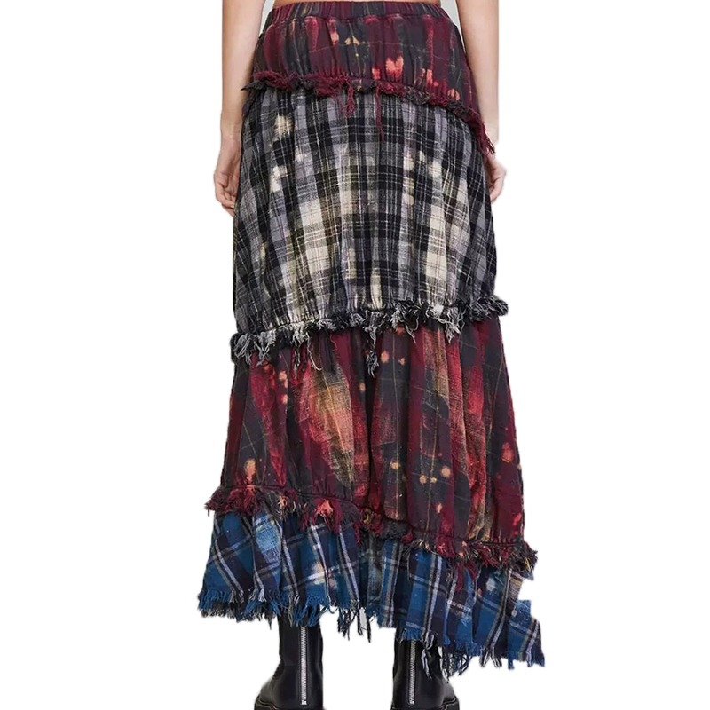 Fashion Cotton High Waist Hit Color A Line Pencil Long Skirts For Women