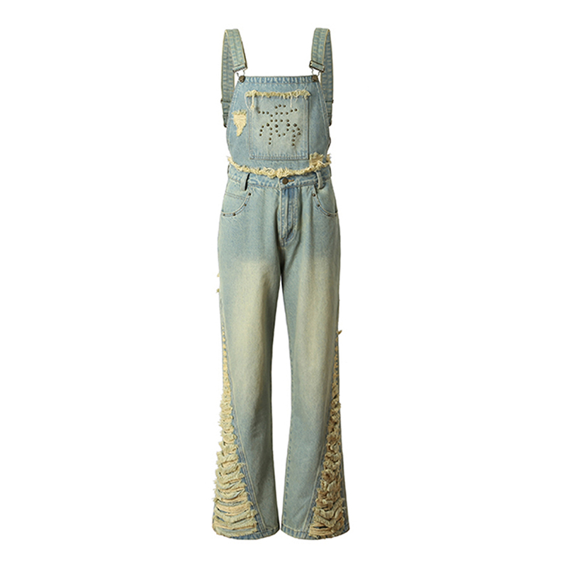 Do Old Jean High Waist Spliced Embroidered Flares Pants Women Ladies Denim Jeans