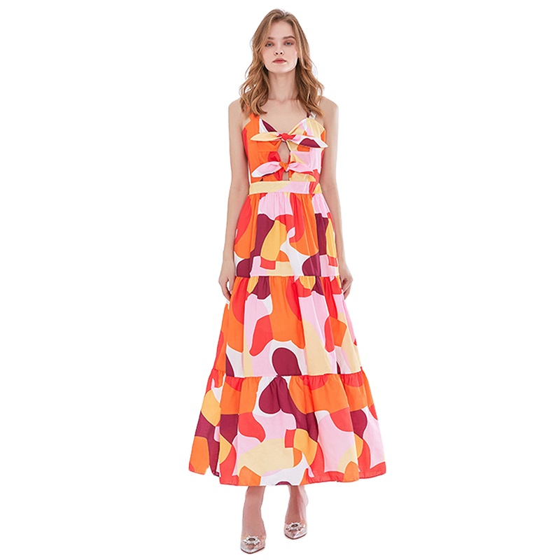 Square Collar Sleeveless High Waist Slim Hit Color Summer Women Casual Dresses