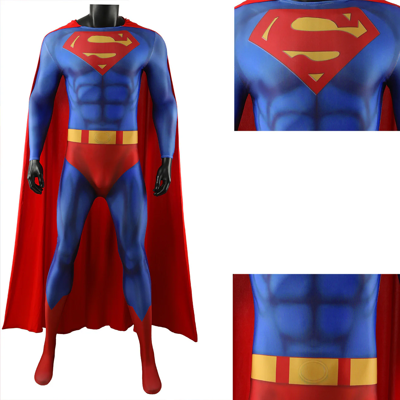 Superman Cosplay Jumpsuit Cloak Cos Bodysuit