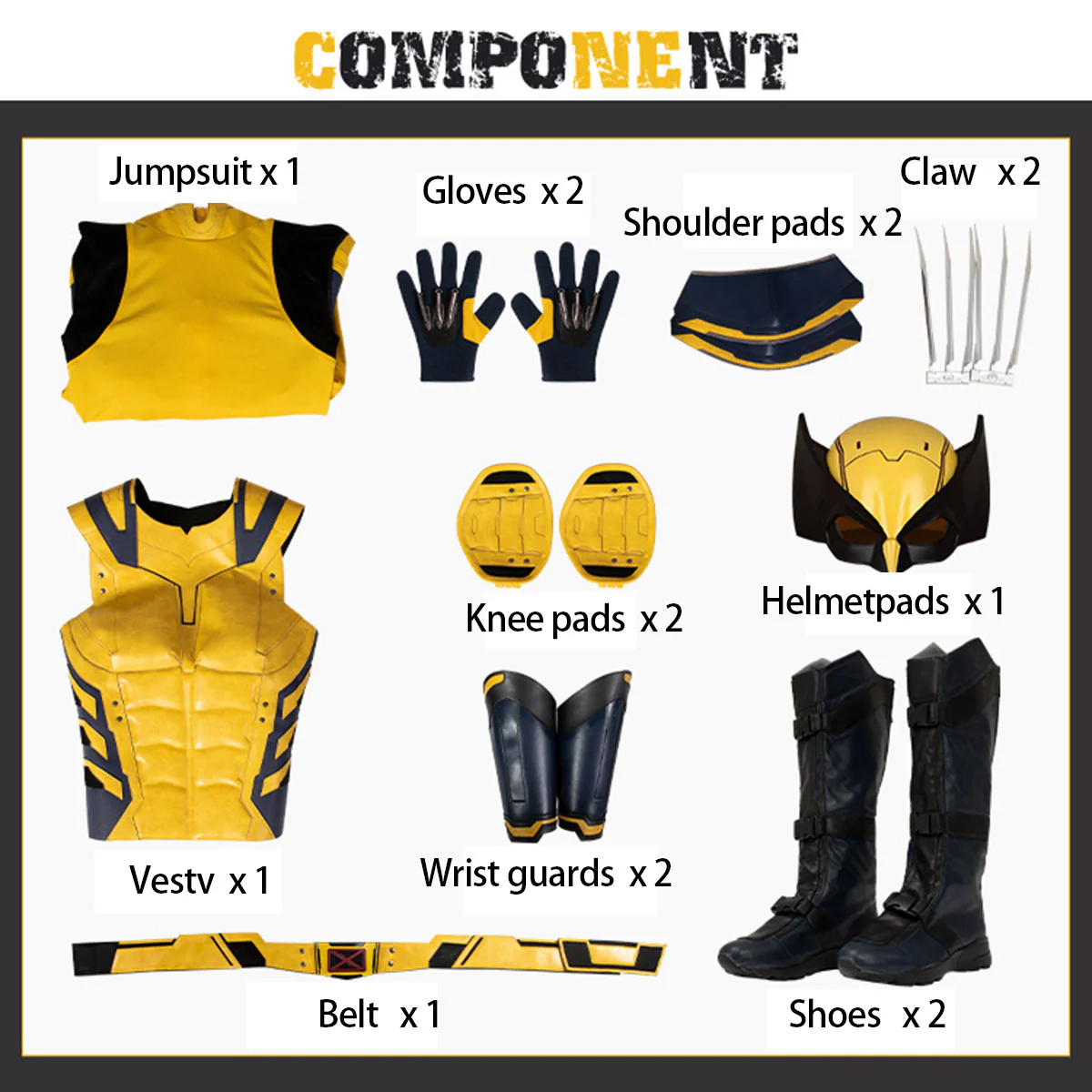 Wolverine Costume Superhero Jumpsuit Set