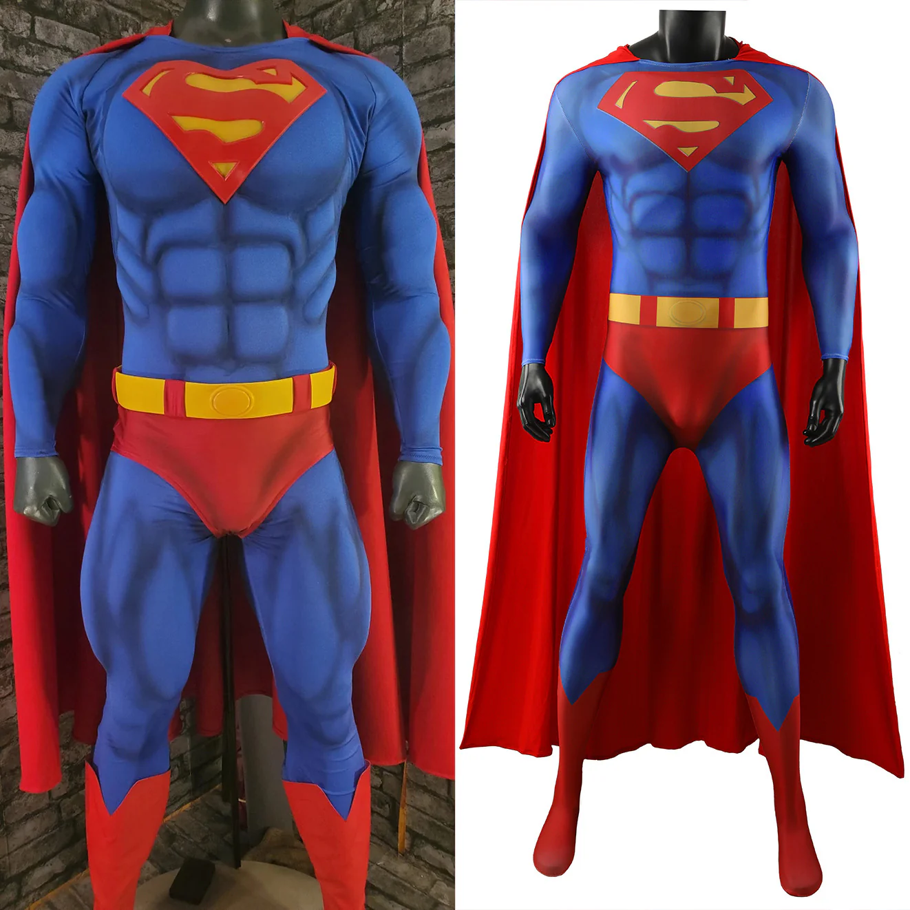 Superman Cosplay Jumpsuit Cloak Cos Bodysuit