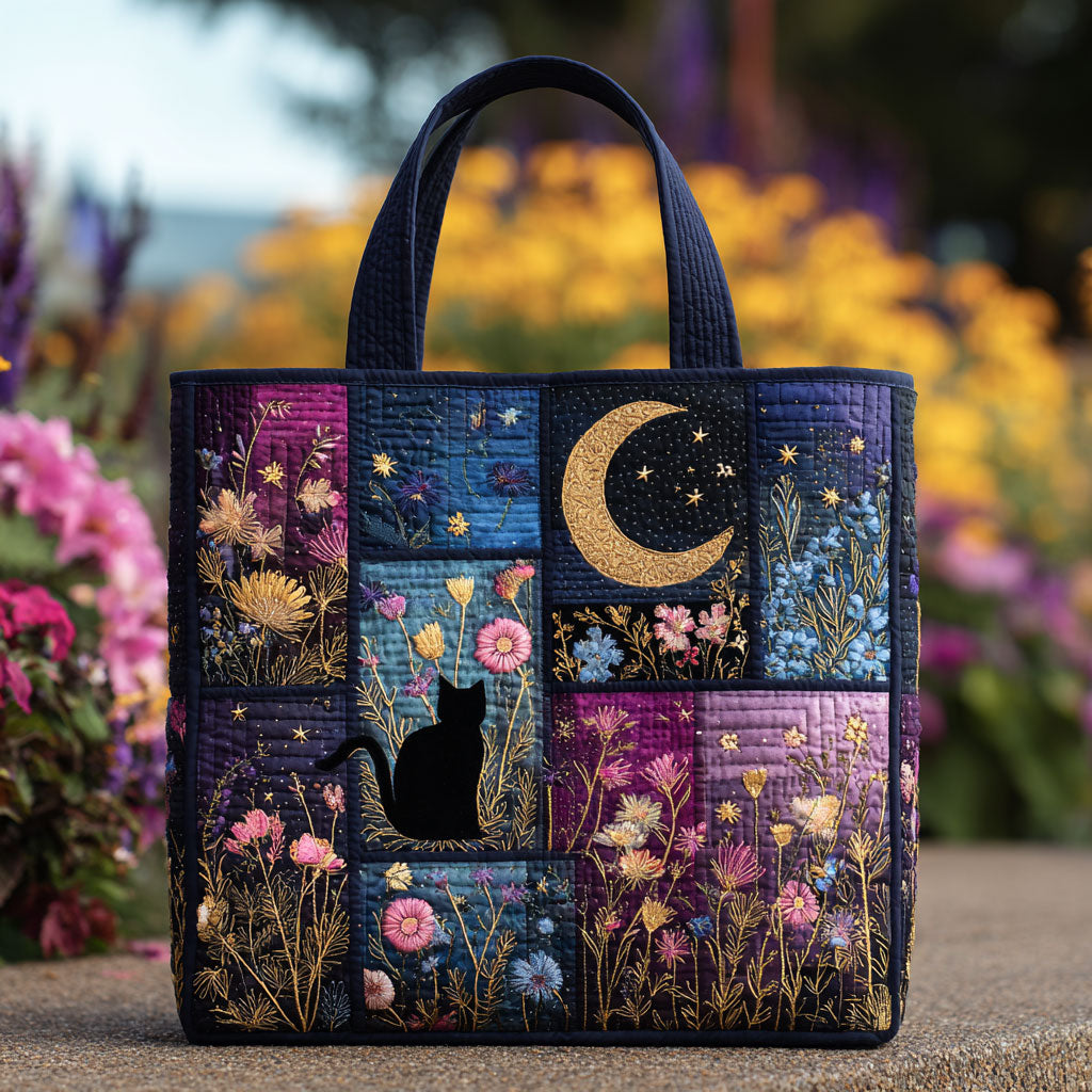 Floral Cat Night CW2909010CL Quilted Tote Bag - Giftroza