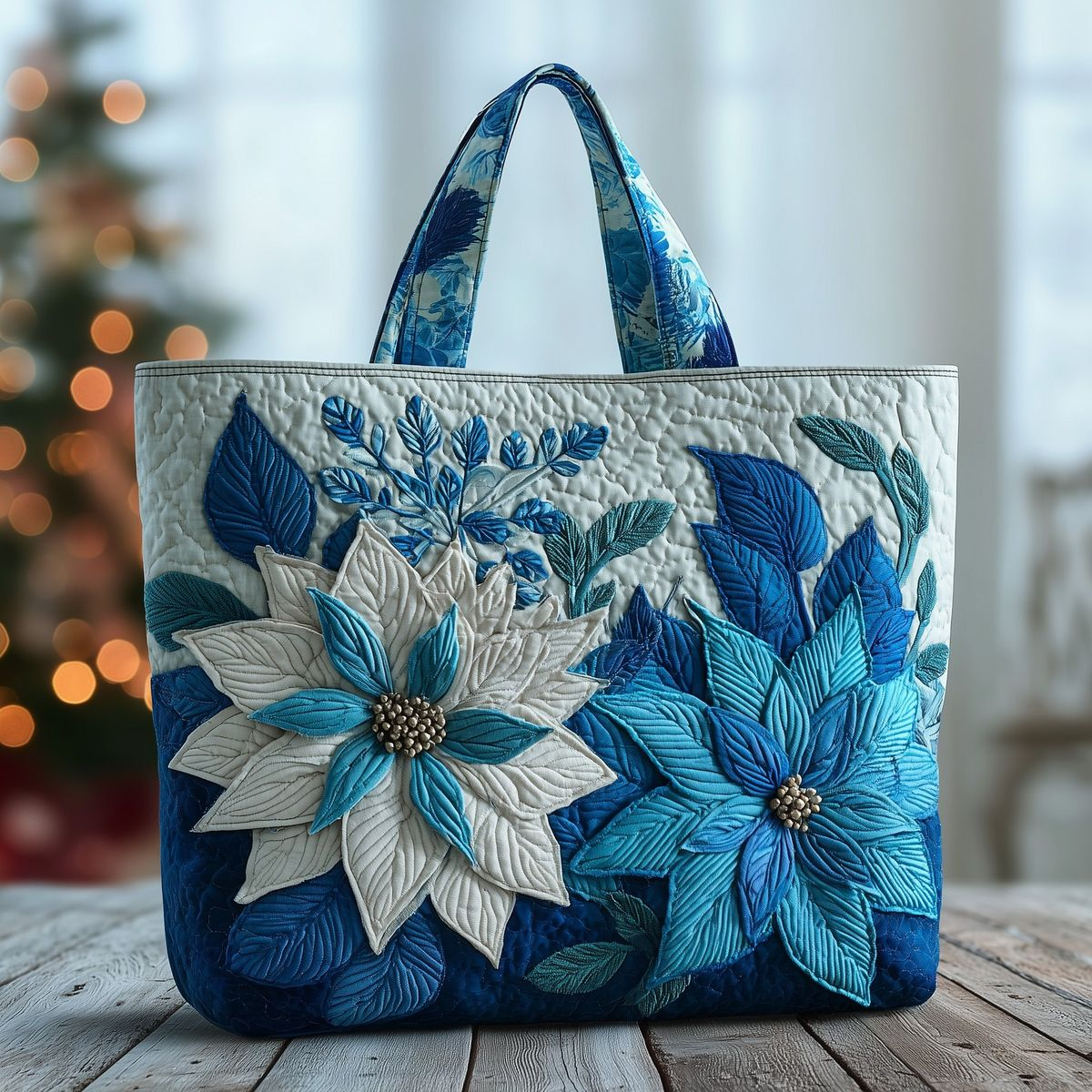 Poinsettia Bliss Quilted Tote Bag GFTOMA5311 - Giftroza