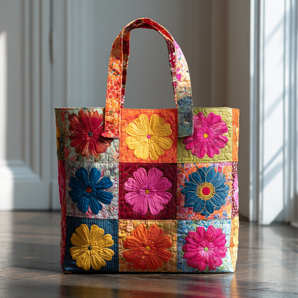 Daisy Flower Quilted Tote Bag NCU0HH598 - Giftroza