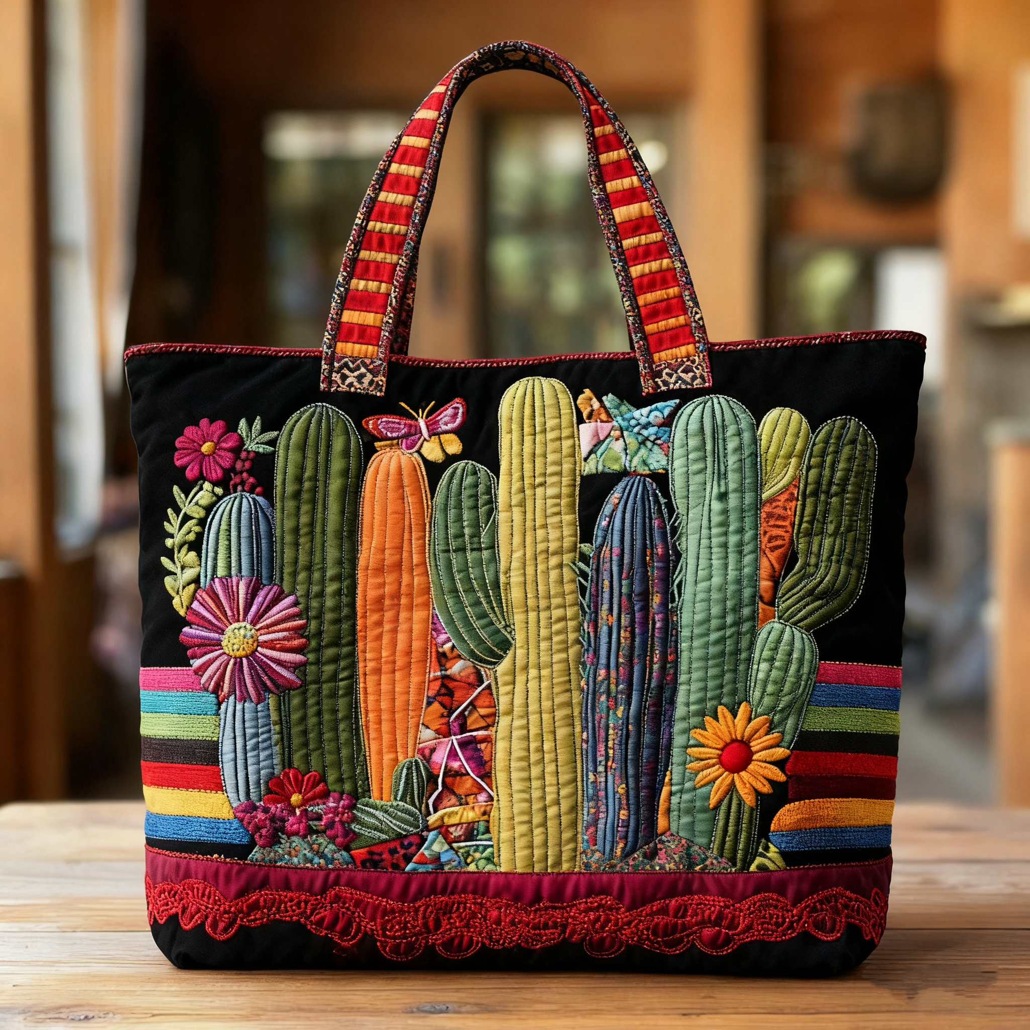 Sunset Cactus WN2209082CL Quilted Tote Bag - Giftroza