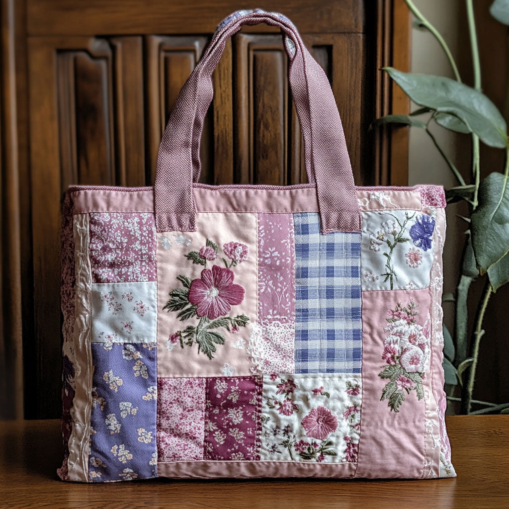 Vintage Patchwork Bloom CW2409025CL Quilted Tote Bag - Giftroza