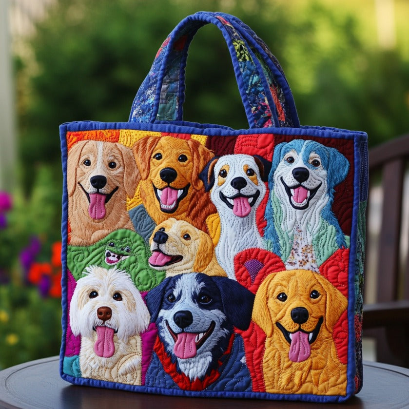Colorful Pup XR0210009CL Quilted Tote Bag - Giftroza