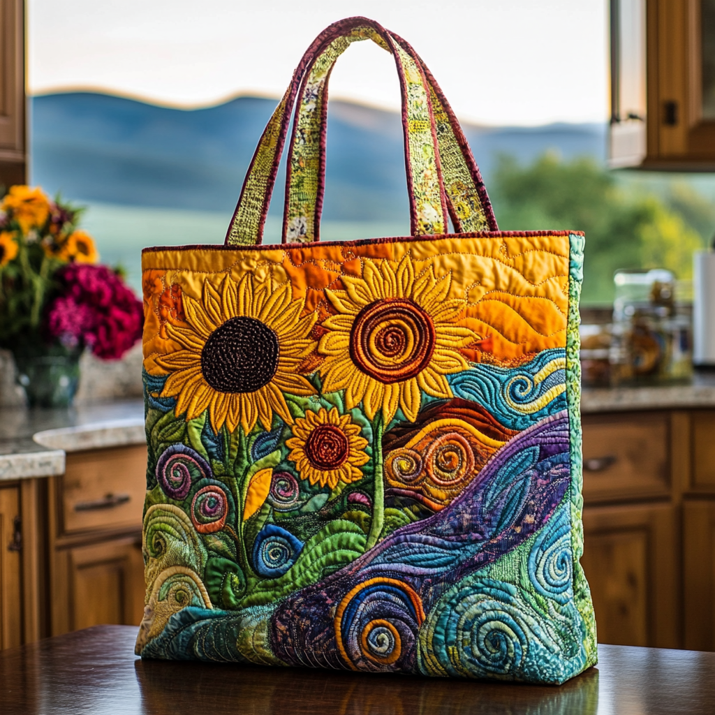 Golden Spiral Quilted Tote  Bag - Giftroza