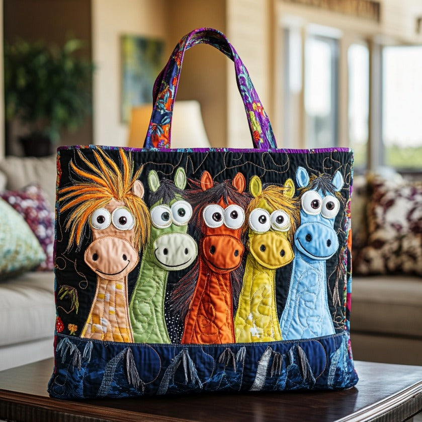 Colorful Horse  Quilted Tote Bag - Giftroza