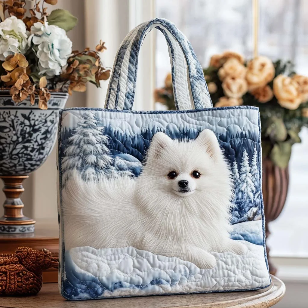 Pomeranian quilted tote bag - Giftroza