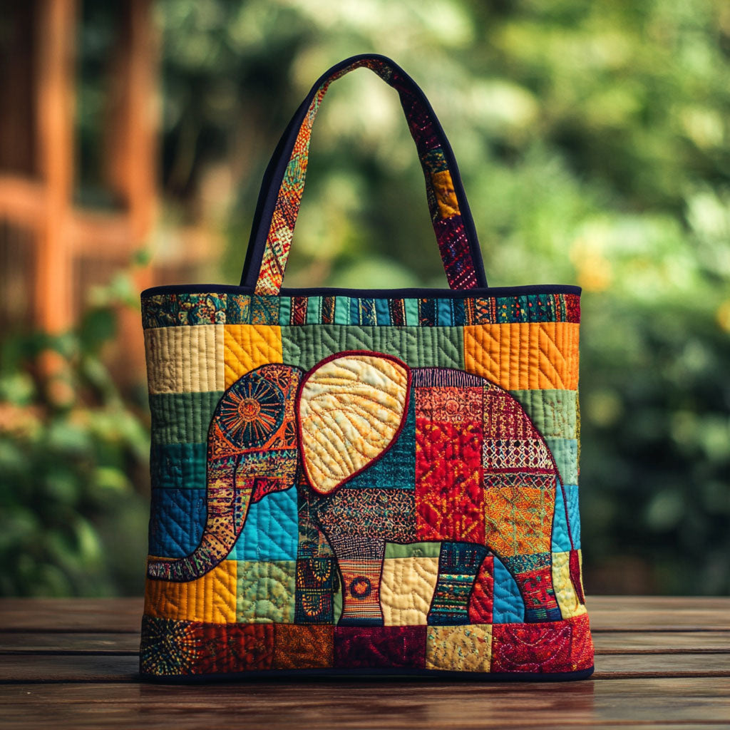 Heritage Elephant Colors Quilted Tote Bag - Giftroza