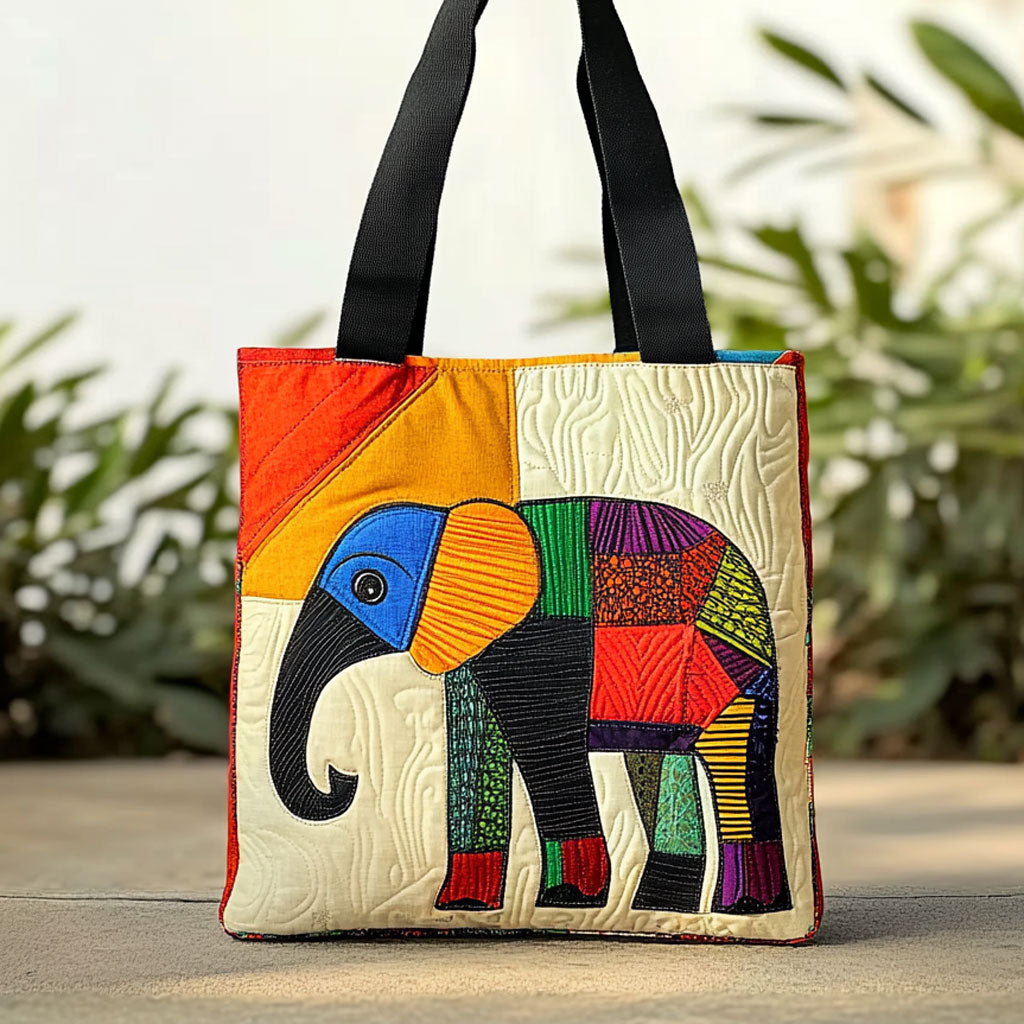 Handmade Elephant Joy WN0910040CL Quilted Tote Bag - Giftroza