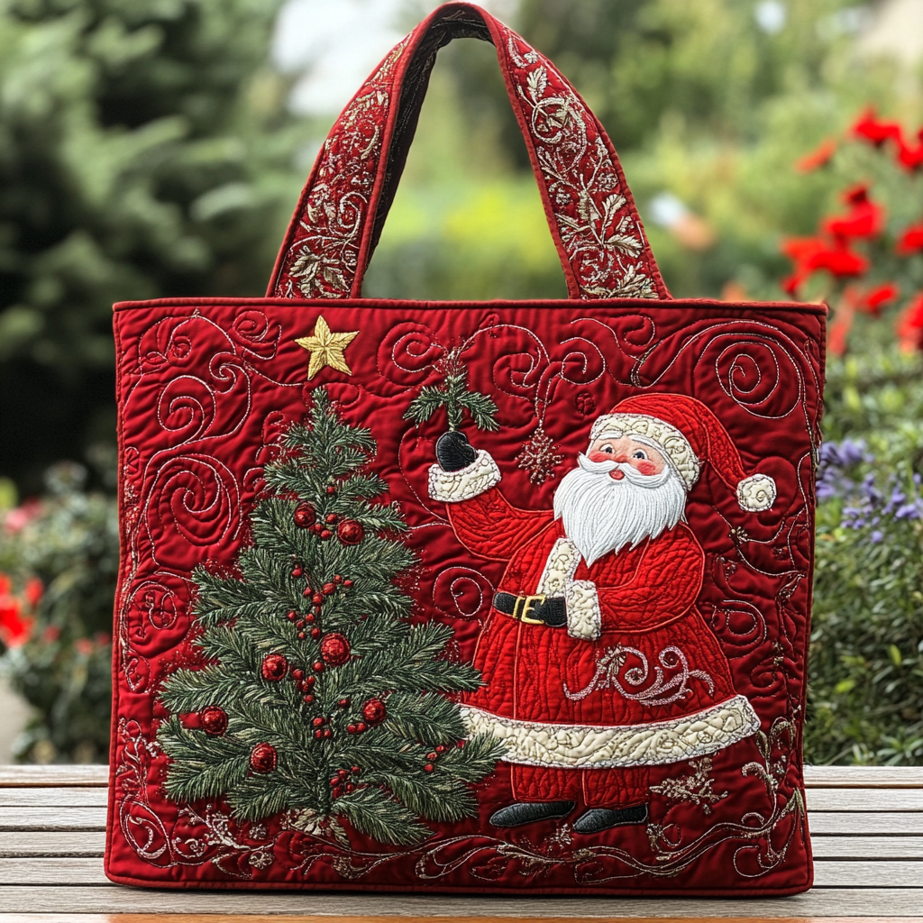 Santa Light Quilted Tote  Bag - Giftroza
