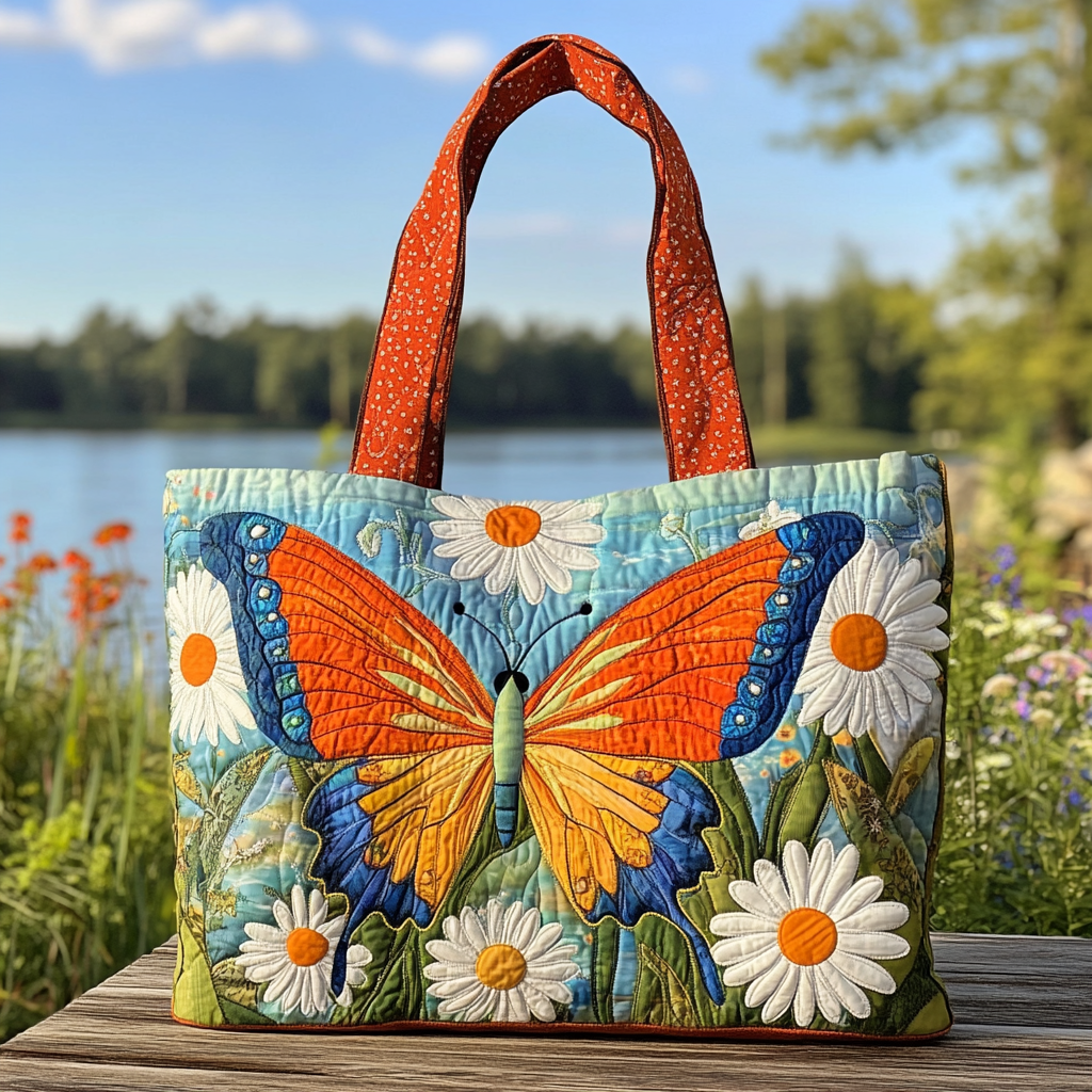 Butterfly Whisper Quilted Tote Bag NCU0DK9614 - Giftroza