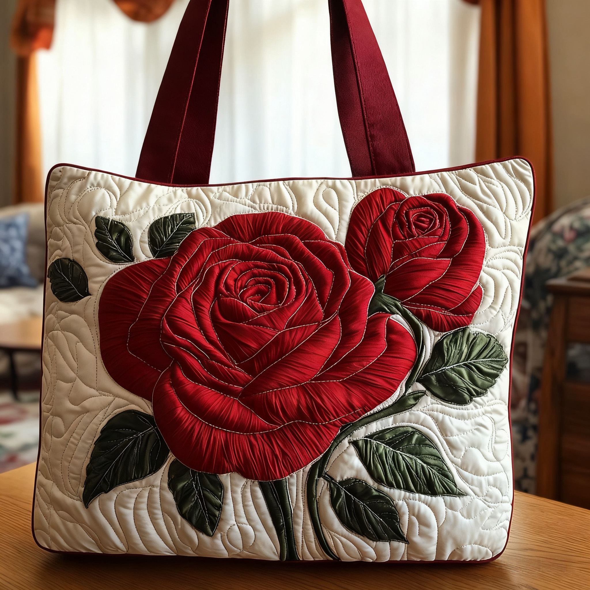 Big Rose Series Quilted Tote Bag - Giftroza