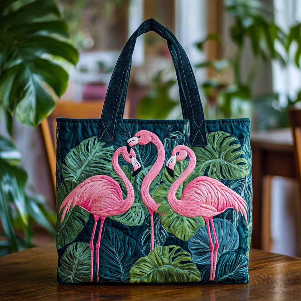Tropical Flamingo CW2409020CL Quilted Tote Bag - Giftroza