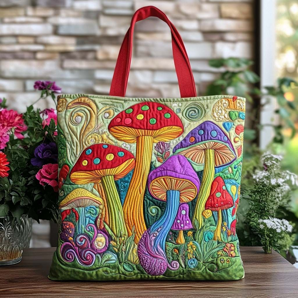 Shroom Meadow Quilted Tote Bag NCUoNT9243 - Giftroza