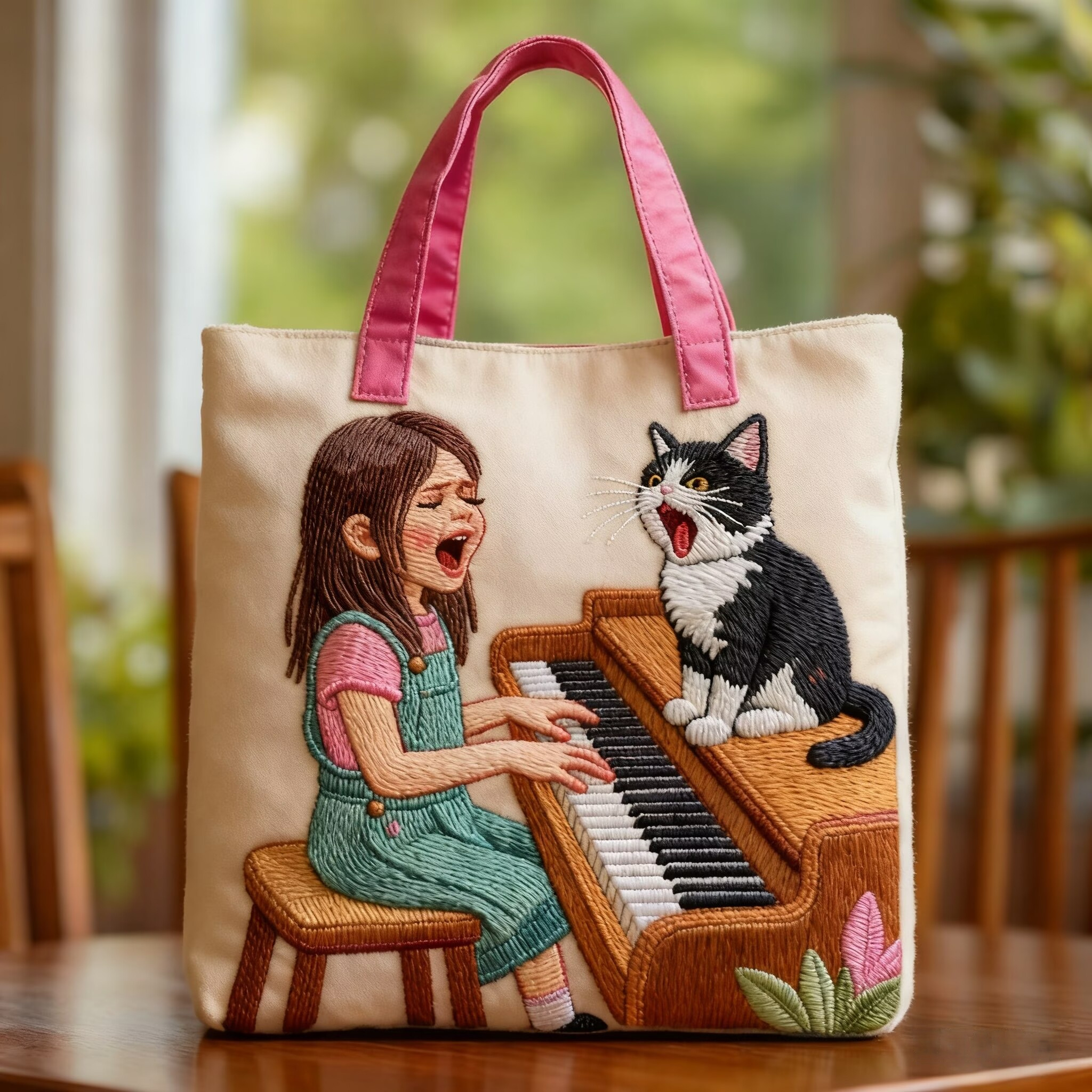 Little Girl and Cat Quilted Tote - Giftroza