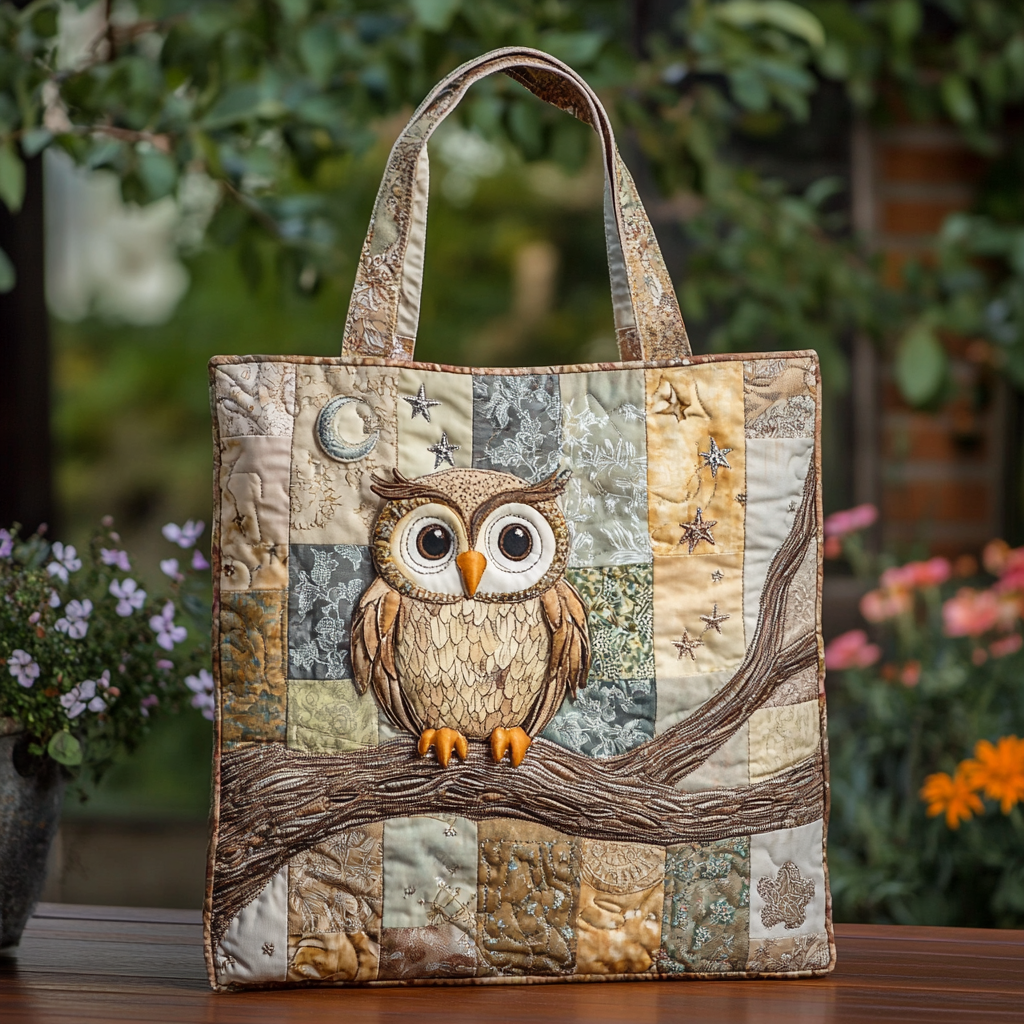Forest Owl Quilted Tote  Bag - Giftroza