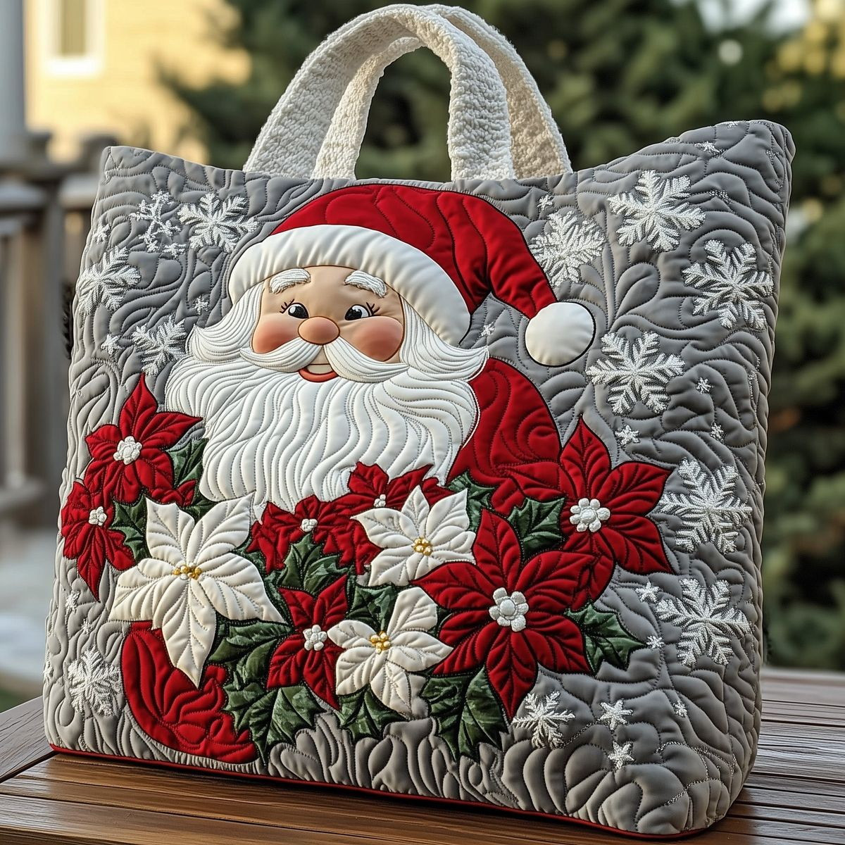 Festive Santa Quilted Tote Bag - Giftroza