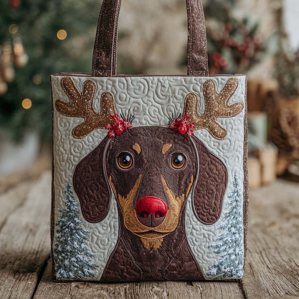 Holiday Reindeer Dachshund Quilted Tote Bag NCU0XD1230 - Giftroza