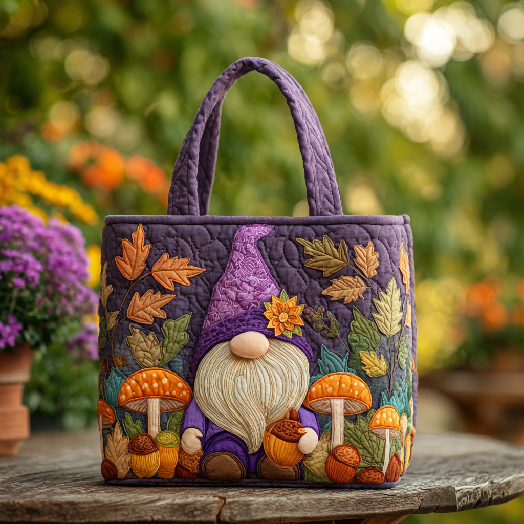 Cheerful Gnome Quilted Tote  Bag - Giftroza