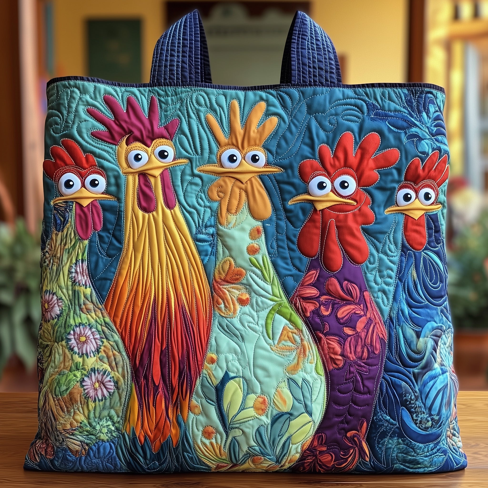 Funky Chicken Quilted Tote Bag GFTOHD7927 - Giftroza