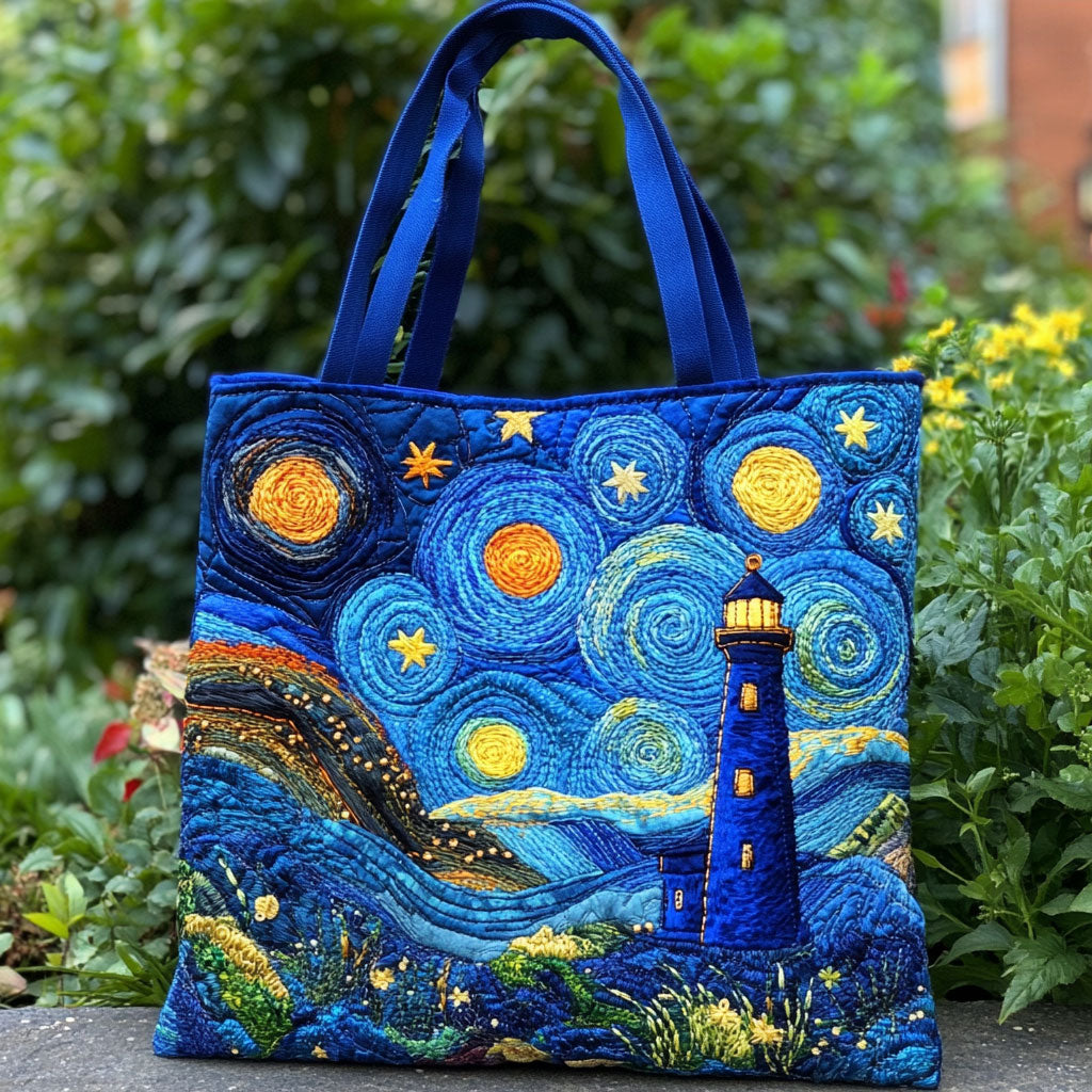 Shining Drift Lighthouse Quilted Tote Bag - Giftroza