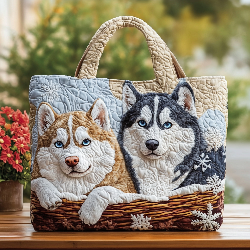 Husky Spirit Quilted Tote Bag NCU0DK9731 - Giftroza