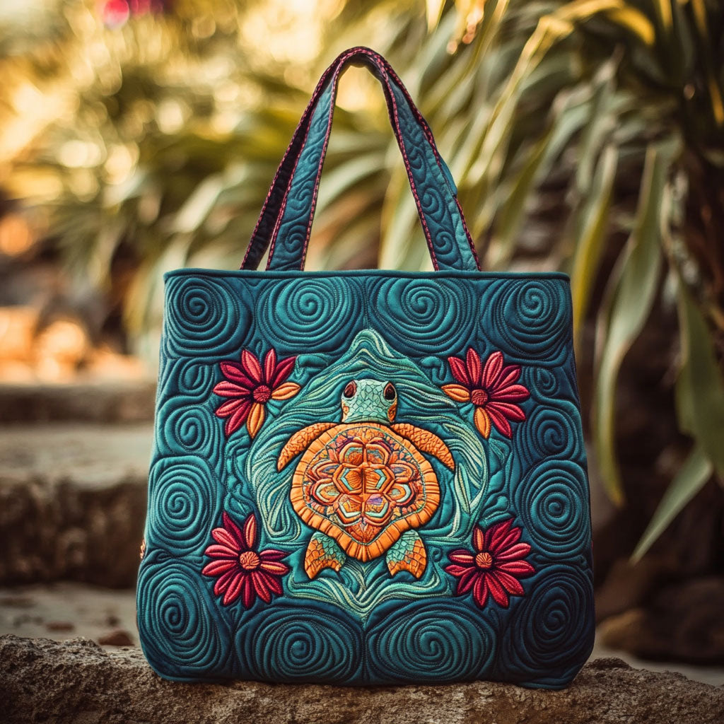 Ocean Bloom Turtle Mandala WN3009040CL Quilted Tote Bag - Giftroza