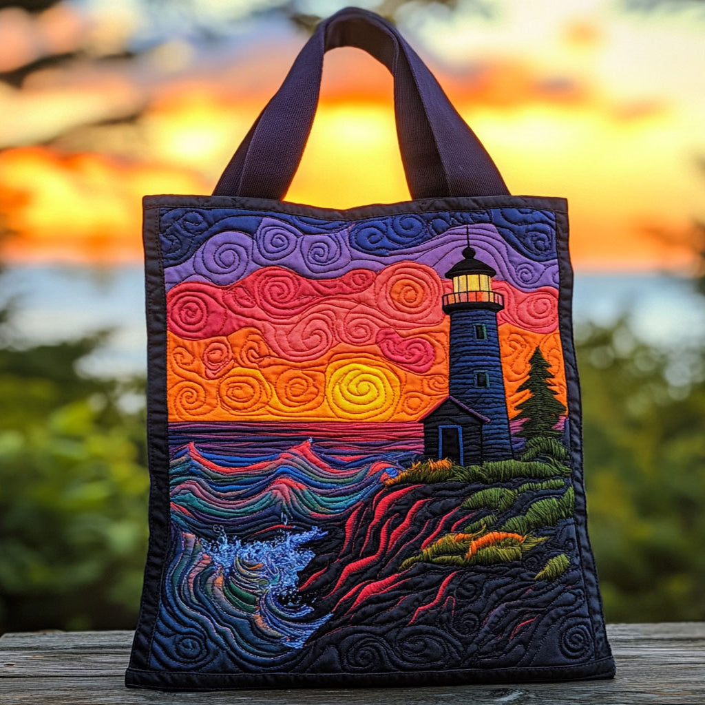 Sunset Glow Lighthouse WN3009054CL Quilted Tote Bag - Giftroza