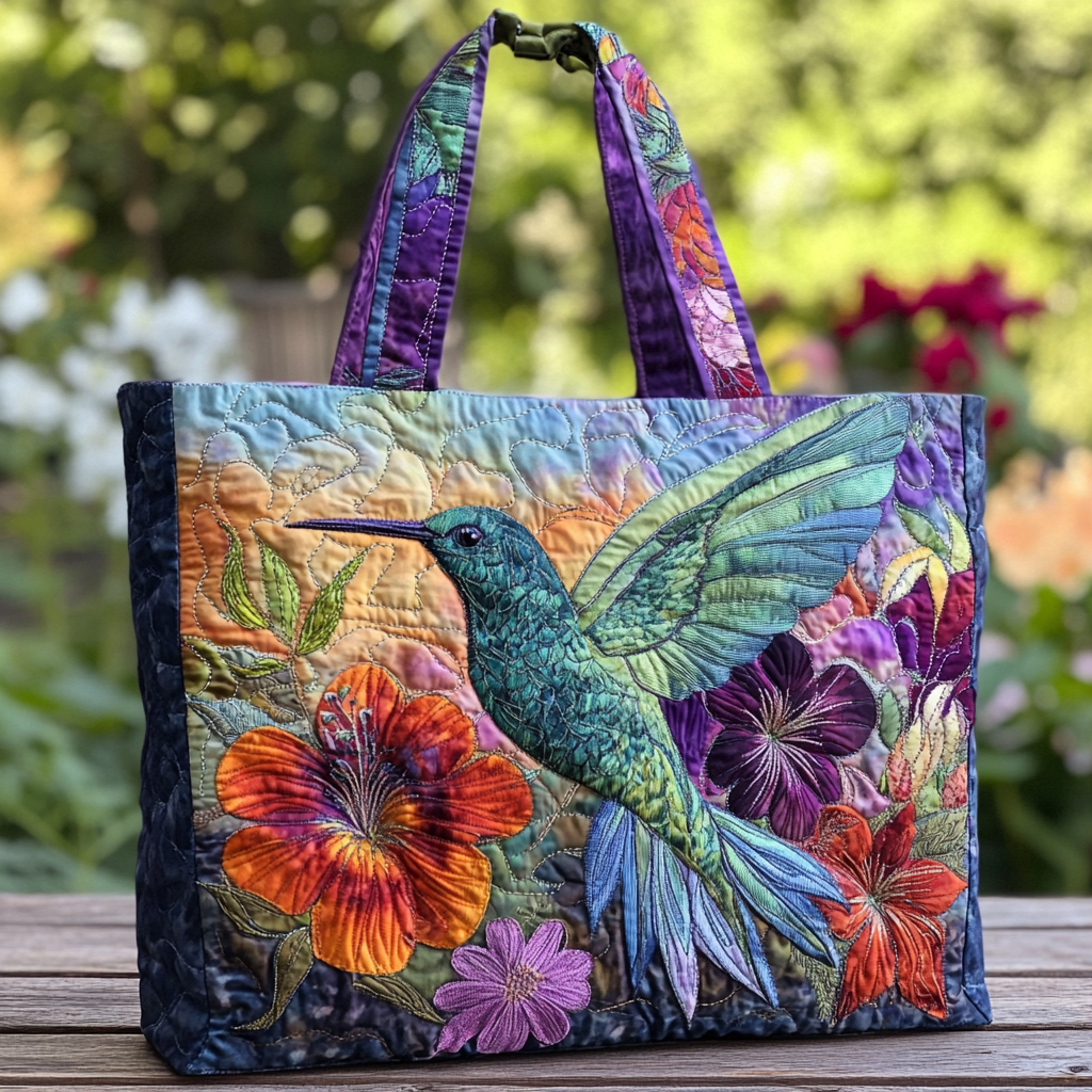 Hummingbird Charm Quilted Tote  Bag - Giftroza