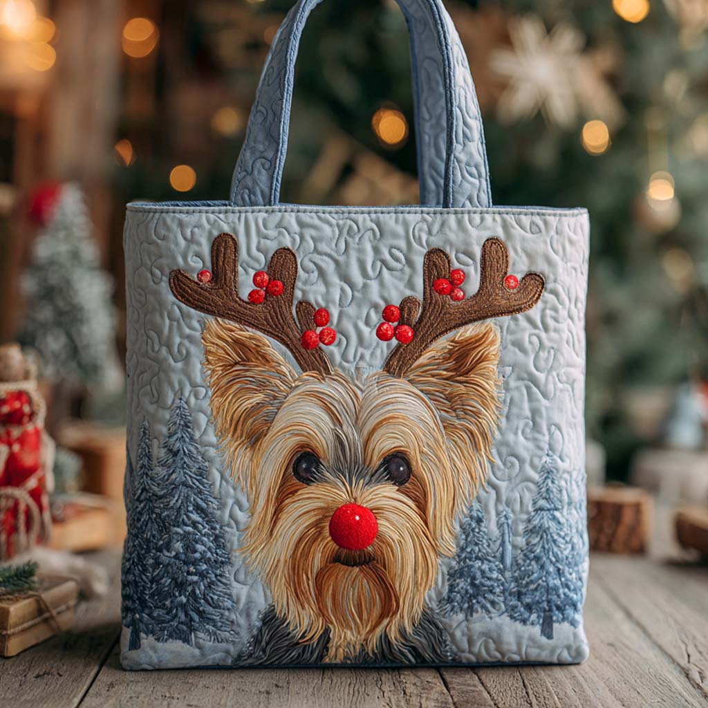Holiday Reindeer Yorkshire Terrier Quilted Tote Bag NCU0XD1231 - Giftroza