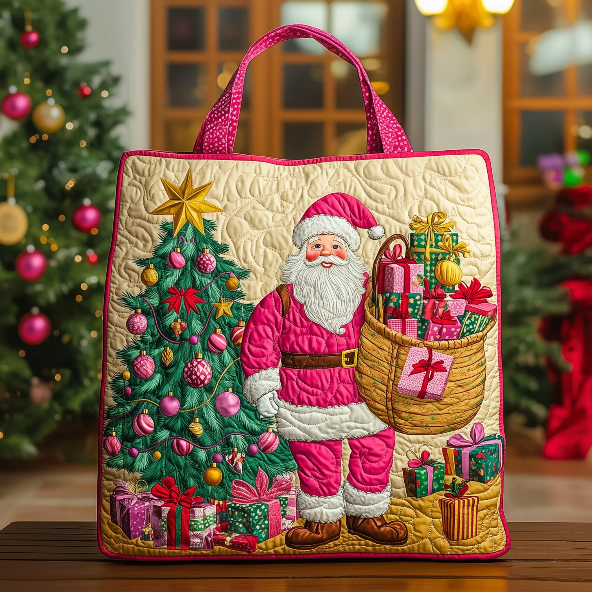 Santa Claus and Gifts Quilted Handbag - Giftroza