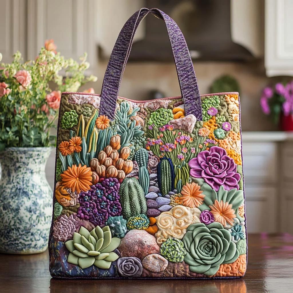 Succulent Quilted Tote - Giftroza