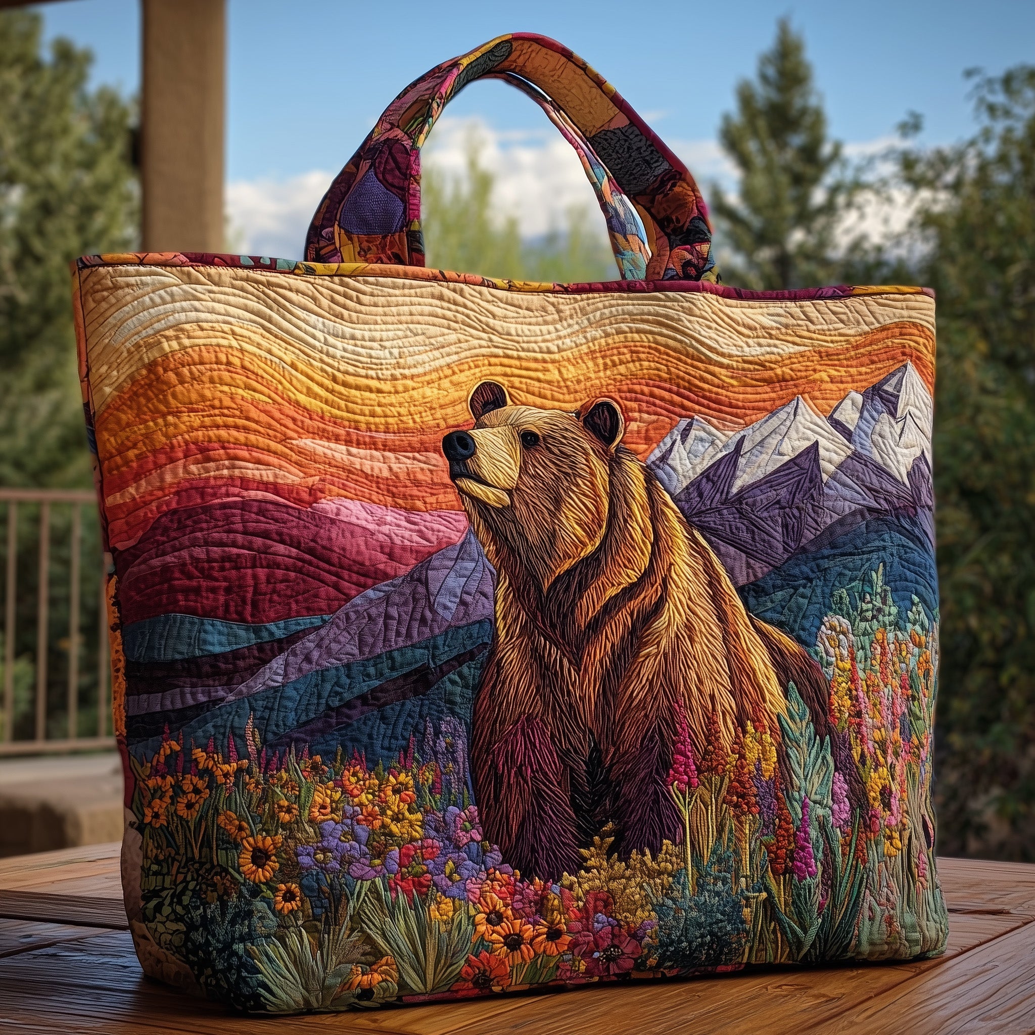 Majestic Bear Quilted Tote Bag GFTOHD8834 - Giftroza