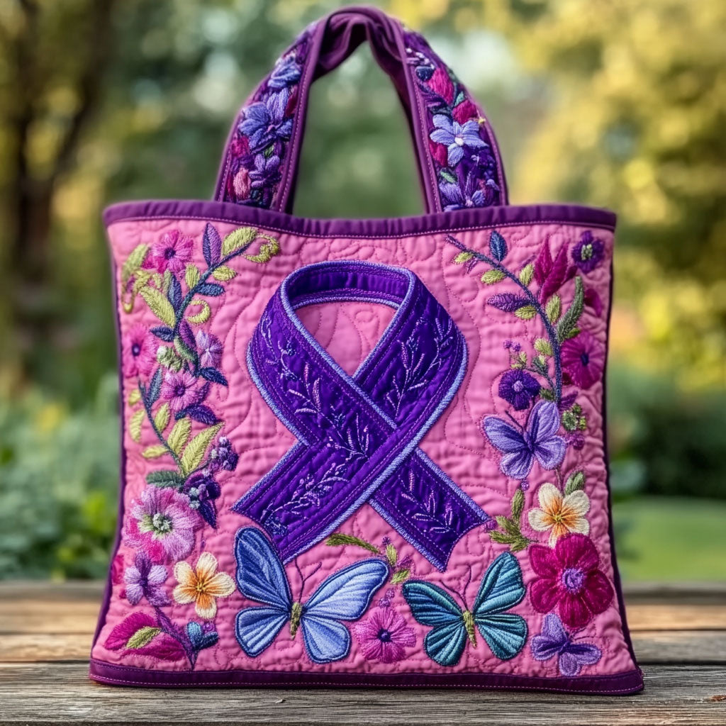 Purple Ribbon Dream Quilted Tote Bag - Giftroza