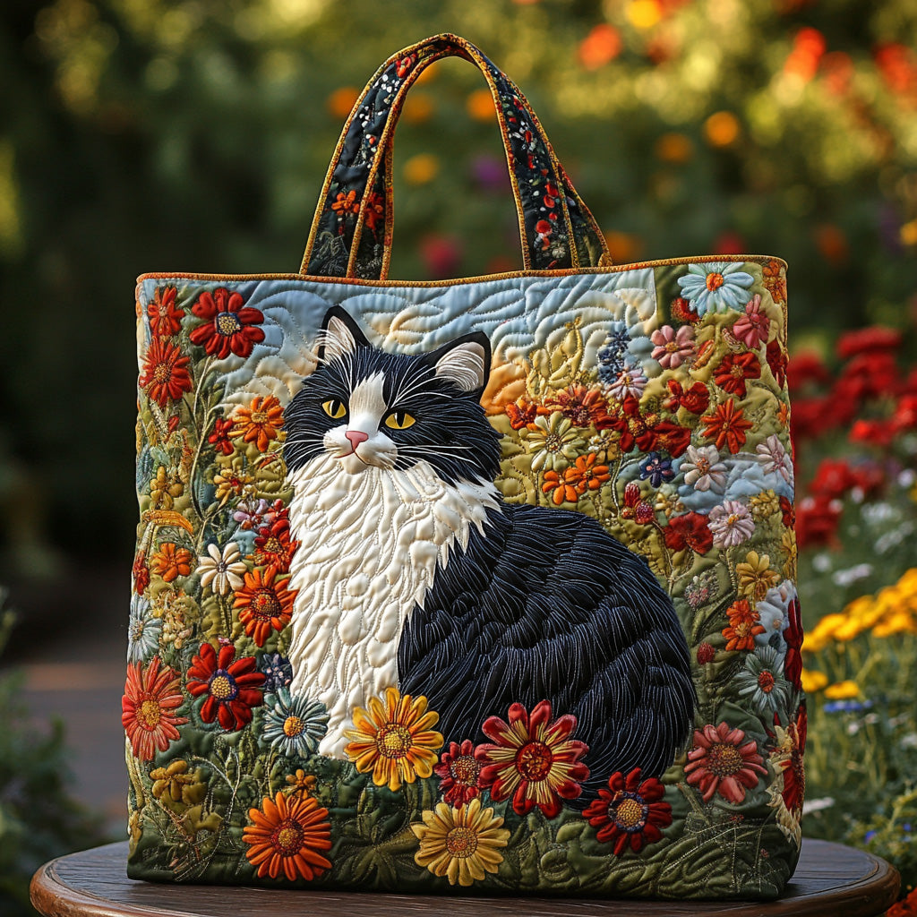 Feline Stroll Quilted Tote Bag NCU0DV7275 - Giftroza