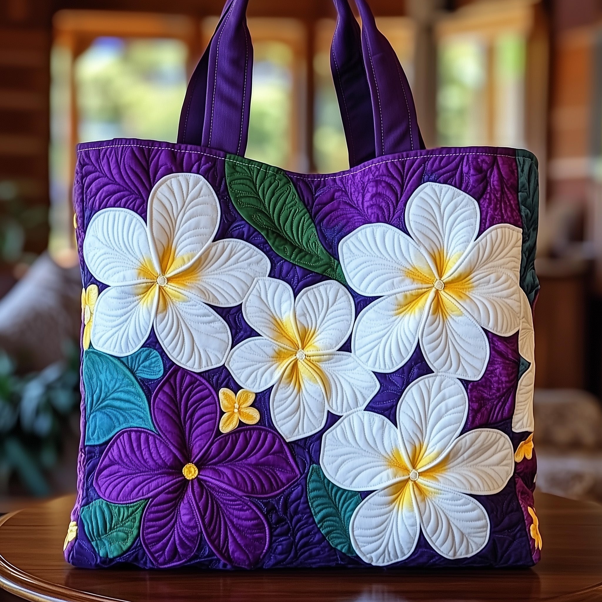 Plumeria Blossom Quilted Tote Bag GFTOMA1390 - Giftroza